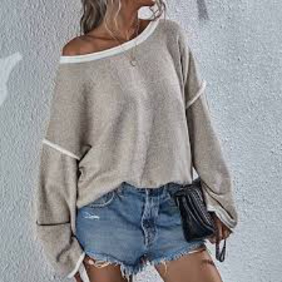 By Together NEW Boxy Oversized T Shirt Hem Top Sweater Sweatshirt Large - Picture 5 of 15